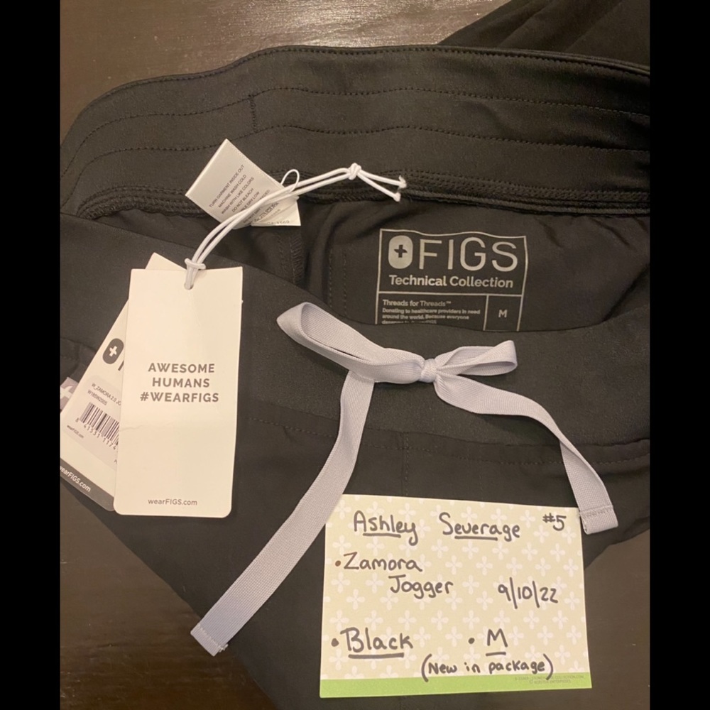 5. FIGS SCRUB PANTS Zamora Jogger, Black -new in packaging, M, $46